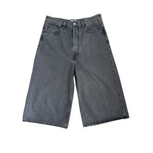 COS Gray High Rise Wide Leg Denim Culotte Shorts Size 26 Cotton